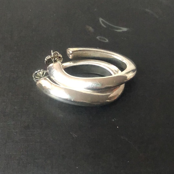 SIMON SEBBAG SSD Sterling Silver Oval Open Hoop Earrings - Picture 12 of 16